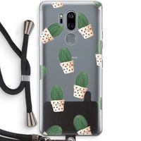 Cactusprint roze: LG G7 Thinq Transparant Hoesje met koord