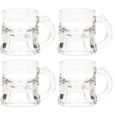 Shotglazen - 20x stuks - 2,5 cl - wit - kunststof - shotglaasjes - pul - met handvat