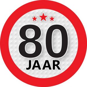 80 jaar leeftijd sticker - rond - Dia 9 cm - 80 jaar verjaardag/jubileum/leeftijd versiering