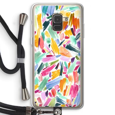 Watercolor Brushstrokes: Samsung Galaxy A8 (2018) Transparant Hoesje met koord