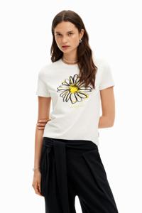 T-shirt illustratie madeliefje - WHITE - XS