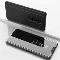 Galvaniseren spiegel horizontale Flip lederen case voor OPPO Reno met houder (zwart)