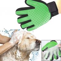 Rechter hand vijf vinger Deshedding borstel handschoen huisdier zachte efficiënte massage verzorging (groen)