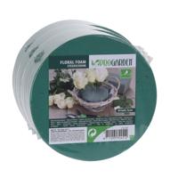 Pro Garden Steekschuim - 3x stuks - nat - rond - groen - D14 x H7 cm - voor echte bloemen - floral f