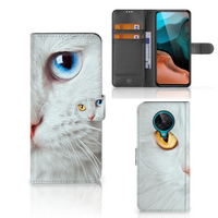 Xiaomi Poco F2 Pro Telefoonhoesje met Pasjes Witte Kat - thumbnail