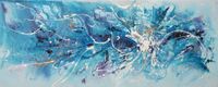 Schilderij - Handgeschilderd - Abstract in blauw 150x60cm