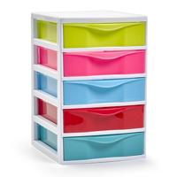 Ladekastje bureau organizer - 5x lades - mix kleuren - L18 x B22 x H28 cm - kunststof Ladekastje bureau organizer - 5x lades - mix kleuren - L18 x B22 x H28 cm - kunststof