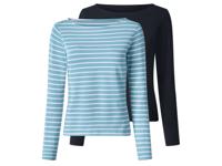 esmara Set van 2 dames longsleeves (Donkerblauw/blauw, L (44/46))