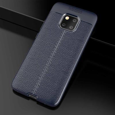 Litchi textuur TPU schokbestendige bij Huawei Mate 20 Pro (marineblauw)