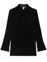 Saint Laurent robe en soie à manches longues - Noir - thumbnail