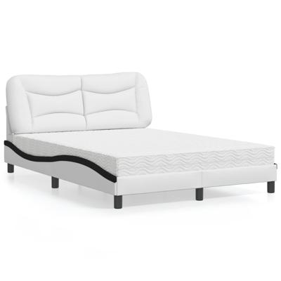 Bed met matras "Hvar" kunstleer wit en zwart 140x190 cm