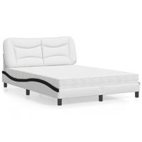 Bed met matras "Hvar" kunstleer wit en zwart 140x190 cm