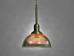 Hanglamp ribglas Salamanca 2 antiek messing