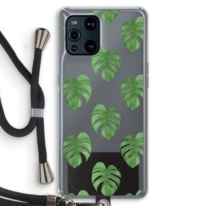 Monstera leaves: Oppo Find X3 Pro Transparant Hoesje met koord