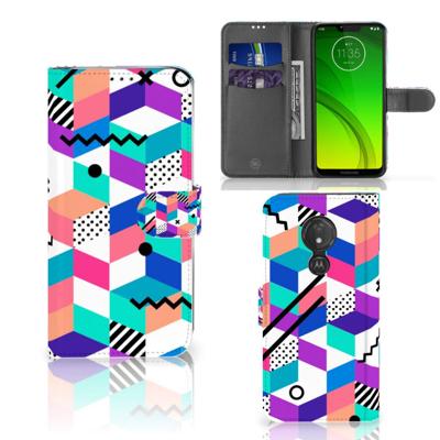 Motorola Moto G7 Power | Book Case | Blokken Kleurrijk