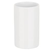 Badkamer drinkbeker/tandenborstelhouder Sienna - porselein - glans ivoor wit - 7 x 11 cm