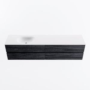 MONDIAZ VICA 200cm badmeubel onderkast Antracite 4 lades. Wastafel MOON links 1 kraangat, kleur Talc.