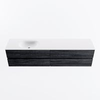 MONDIAZ VICA 200cm badmeubel onderkast Antracite 4 lades. Wastafel MOON links 1 kraangat, kleur Talc.