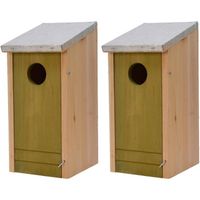 2x Lichtgroene vogelhuisjes voor kleine vogels 26 cm - Vogelhuisjes