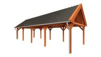 Trendhout Overkapping Zadeldak XL 1217x440 cm- Zadeldak- Onbehandeld lariks Douglas hout- Trendhout