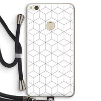Zwart-witte kubussen: Huawei Ascend P8 Lite (2017) Transparant Hoesje met koord