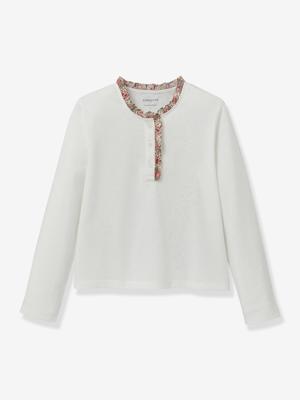 T-shirt Tunesisch Liberty stof meisje Biologisch katoen CYRILLUS vanille