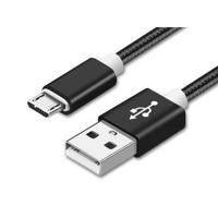 Reekin Gevlochten Nylon USB / MicroUSB-kabel - 1m - Zwart - thumbnail