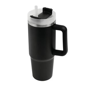 Warmhoudbeker/thermosbeker DELUXE - tumbler - grote koffiebeker - RVS - zwart - 900 ml