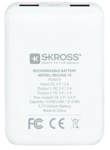 Skross Reload 10 Powerbank 10000 mAh Li-ion Wit Statusweergave