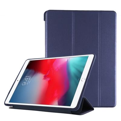 PU plastic bodem geval opvouwbare vervorming links en rechts Flip lederen draagtas met drie voudige beugel & Smart Sleep voor iPad Air3 2019 (blauw)