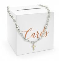 Communie enveloppendoos wit/rosegoud Cards 24 cm