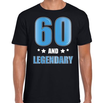 60 and legendary verjaardag cadeau t-shirt 60 jaar zwart voor heren