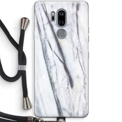 Gestreepte marmer: LG G7 Thinq Transparant Hoesje met koord