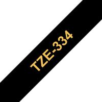 Brother TZe-334 Labeltape Tapekleur: Zwart Tekstkleur: Goud 12 mm 8 m