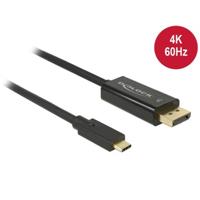 Delock USB-C / DisplayPort Adapterkabel USB-C stekker, DisplayPort-stekker 1.00 m Zwart 85255 Vergulde steekcontacten USB-C-displaykabel