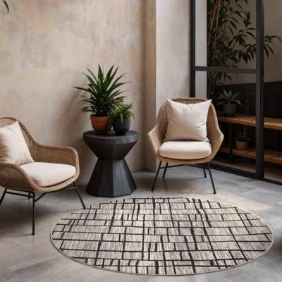 Vloerkleed Crouch Rond - Zwart Wit Xcm - Polypropyleen - Dekbed-Discounter.nl