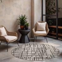 Vloerkleed Crouch Rond - Zwart Wit Xcm - Polypropyleen - Dekbed-Discounter.nl