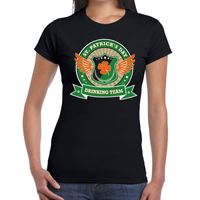 Zwart St. Patricks day drinking team t-shirt dames