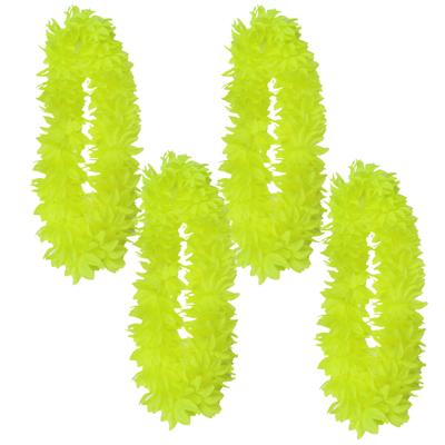 Partyxplosion Hawaii slinger - 4x - neon geel - 1 m - polyester - feestartikelen Partyxplosion Hawaii slinger - 4x - neon geel - 1 m - polyester - feestartikelen