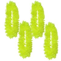 Partyxplosion Hawaii slinger - 4x - neon geel - 1 m - polyester - feestartikelen