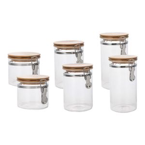 Set van 6x stuks glazen voorraadpotten/voorraadbussen met beugelsluiting 1800ml - 1300ml - 800ml