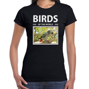 Papegaaien t-shirt met dieren foto birds of the world zwart voor dames