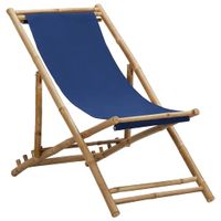 Ligstoel bamboe en canvas marineblauw