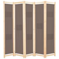 Kamerscherm met 5 panelen 200x170x4 cm stof bruin
