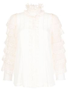 SHIATZY CHEN blouse en soie à volants - Blanc