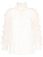 SHIATZY CHEN blouse en soie à volants - Blanc - thumbnail