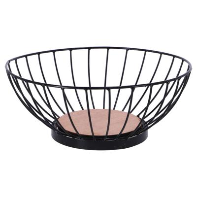 Overige Merken Metalen fruitschaal 28 cm zwart/hout