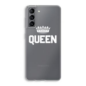 Queen zwart: Samsung Galaxy S21 Transparant Hoesje