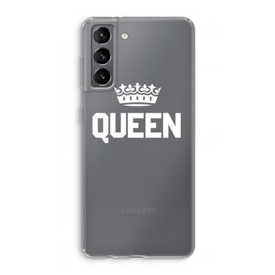 Queen zwart: Samsung Galaxy S21 Transparant Hoesje