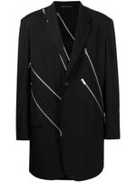 Yohji Yamamoto blazer boutonné à détails de zips - Noir